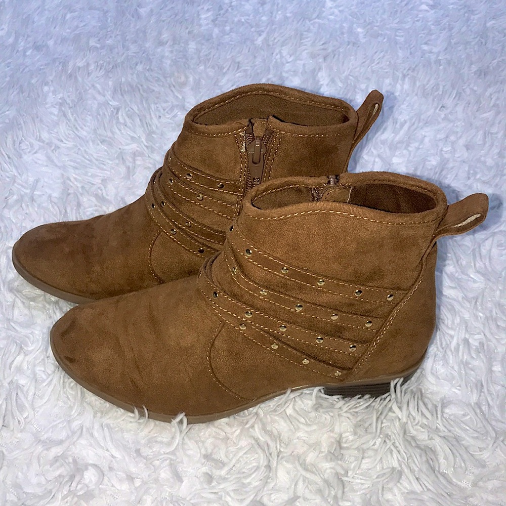 Ankle Booties for Girls Size 2 Cognac/Tan